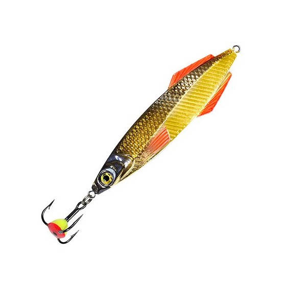 Блесна для рыбалки зимняя AQUA Ятаган 14,0g, цвет 02 (золото, черный металлик) 1 штука