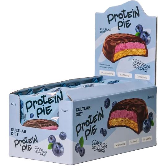 Протеиновое печенье Kultlab Protein Pie северная черника с суфле, 60 г х 8 шт