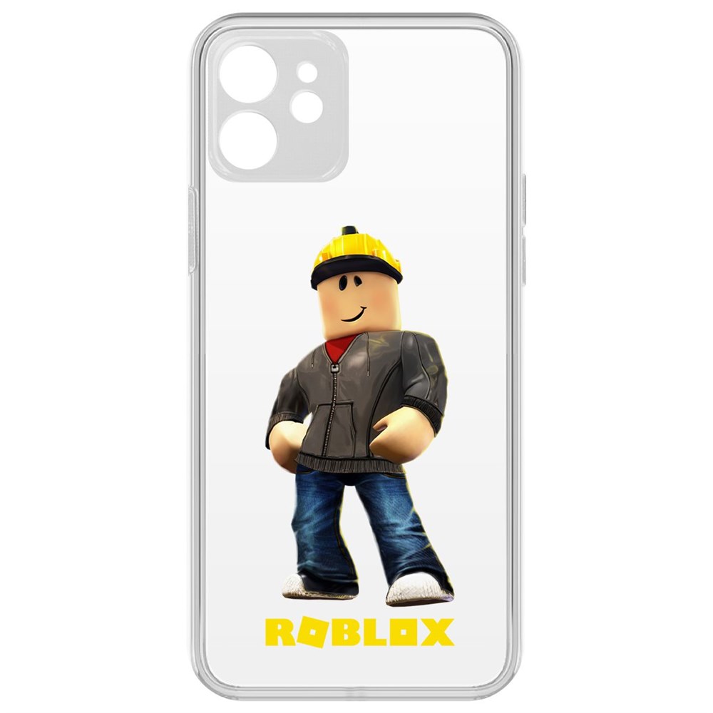 

Чехол-накладка Krutoff Clear Case Roblox-Строитель для iPhone 12 с защитой камеры, Прозрачный