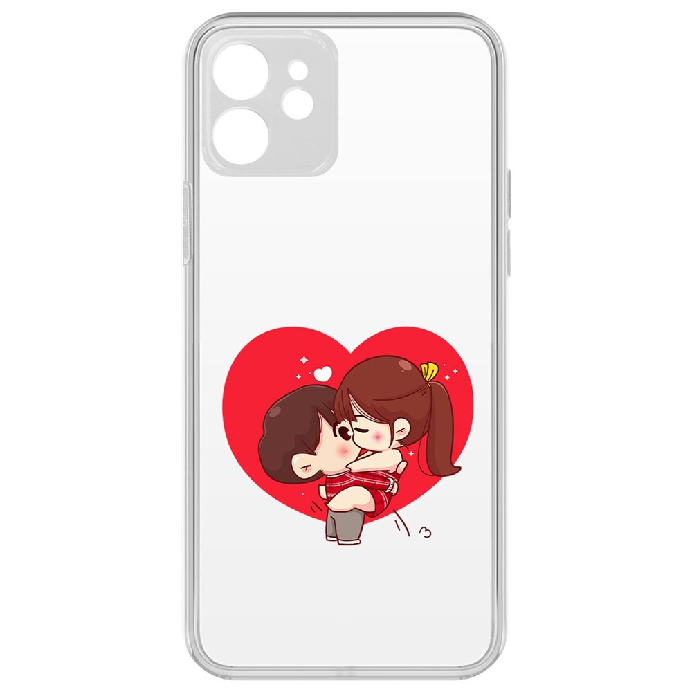 

Чехол-накладка Krutoff Clear Case Аниме любовь для iPhone 12 с защитой камеры, Прозрачный
