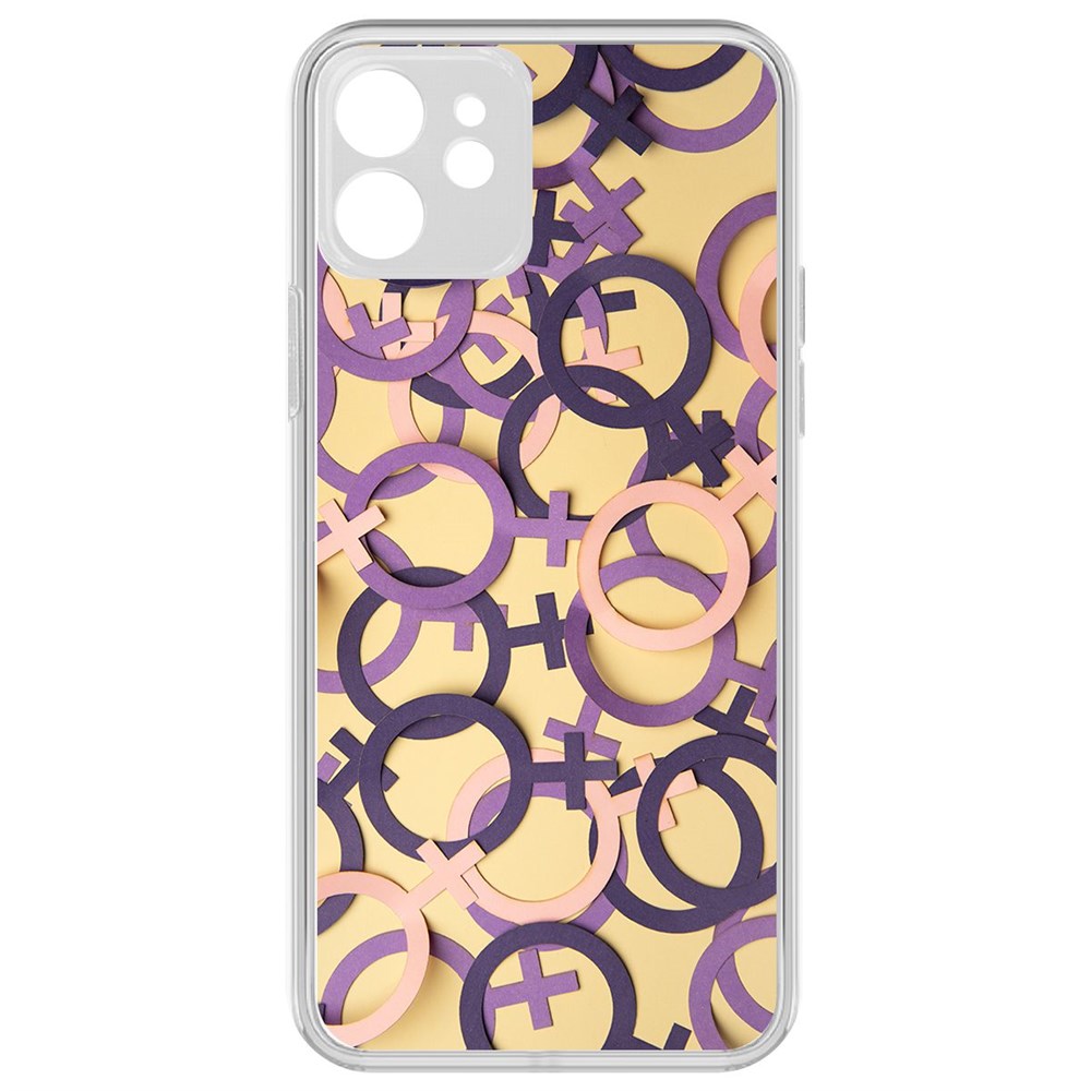 

Чехол-накладка Krutoff Clear Case Женское начало для iPhone 12 с защитой камеры, Прозрачный