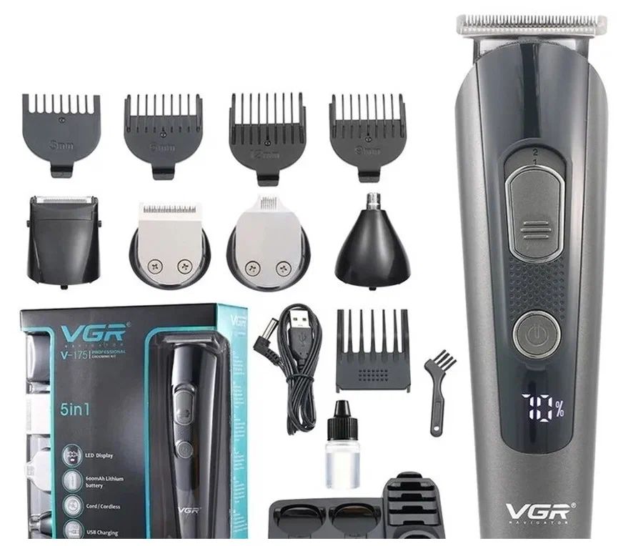 Триммер VGR V-175 черный, серый триммер showsee nose hairtrimmer c1 серый c1 gy