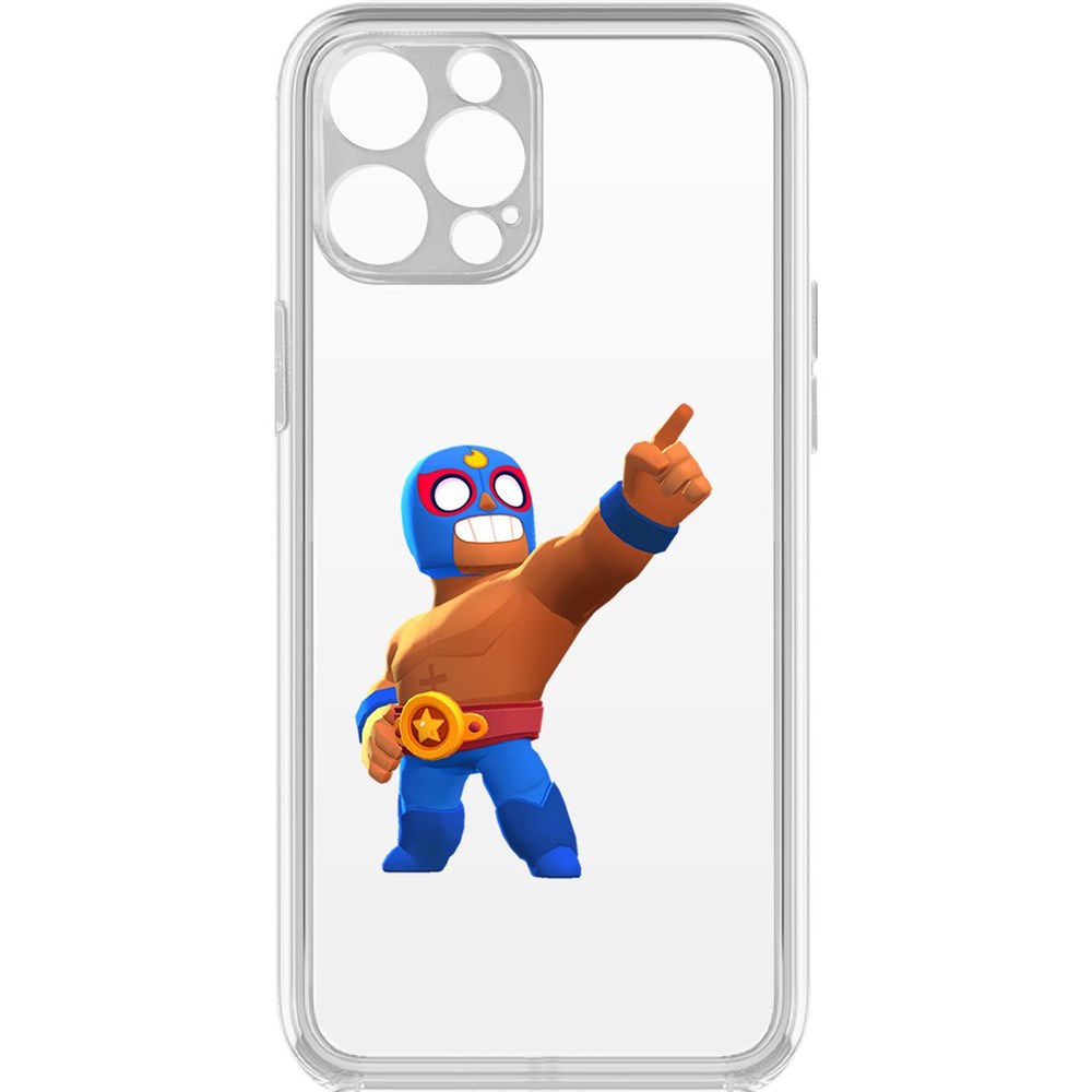 

Чехол-накладка Krutoff Clear Case Brawl Stars-Эль Примо для iPhone 12 Pro с защитой камеры, Прозрачный