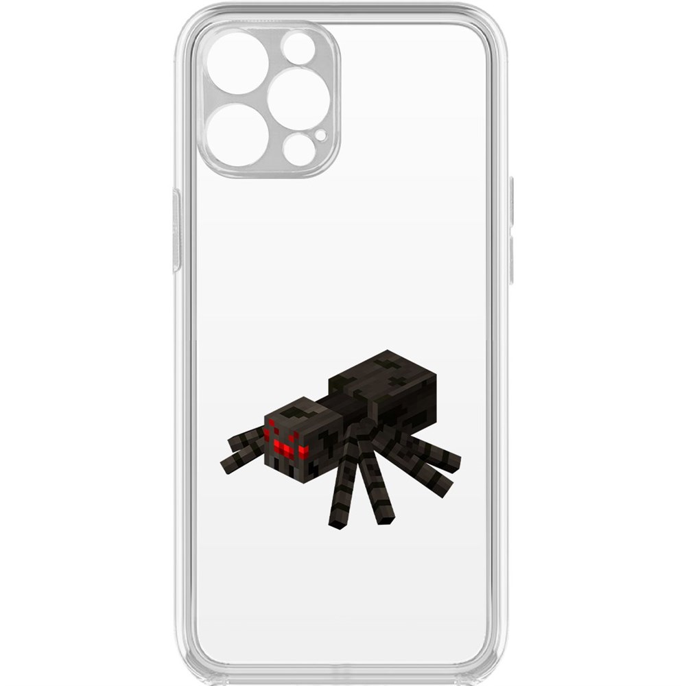

Чехол-накладка Krutoff Clear Case Minecraft-Паук для iPhone 12 Pro с защитой камеры, Прозрачный