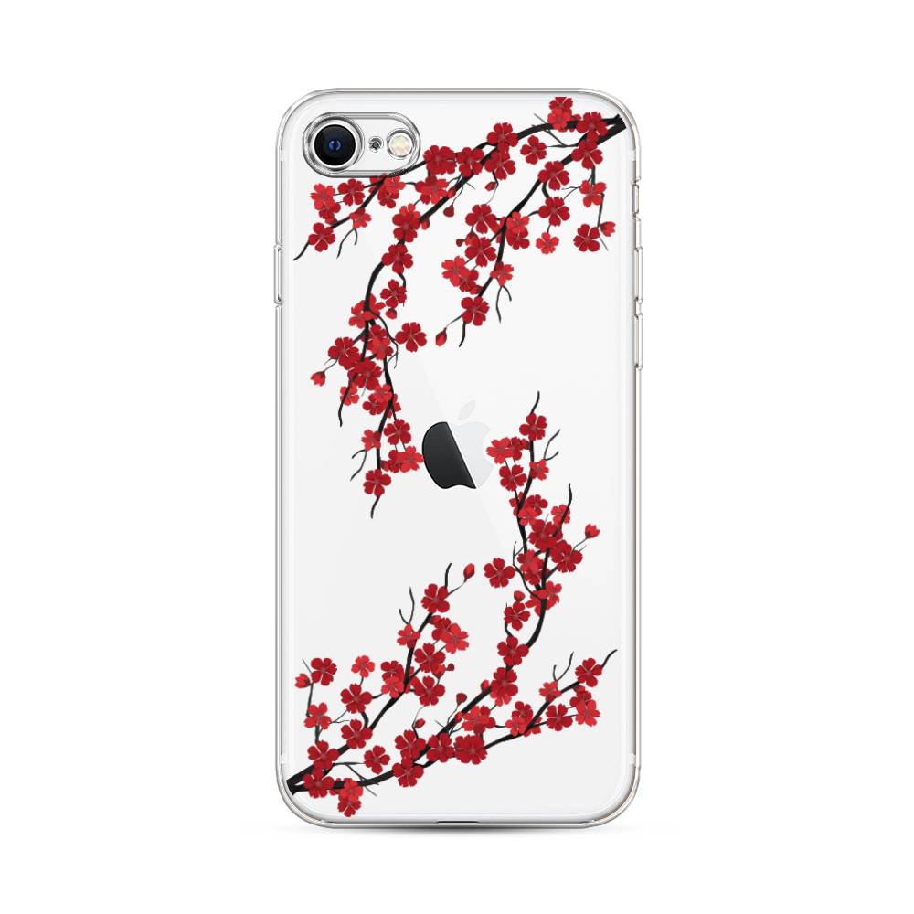 

Чехол на Apple iPhone 7 "Красная сакура", Красный;черный, 14850-2