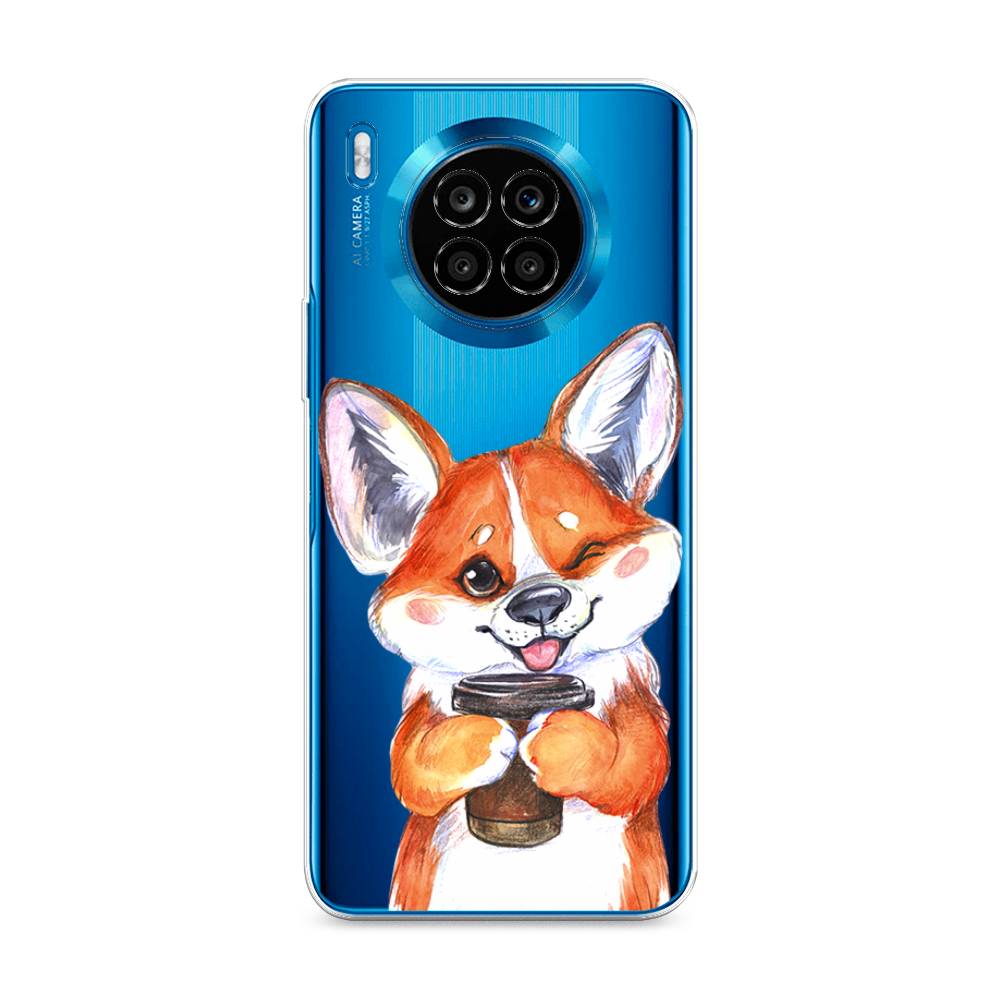

Чехол на Huawei Nova 8i "Корги с кофе", Оранжевый;белый, 6106450-4