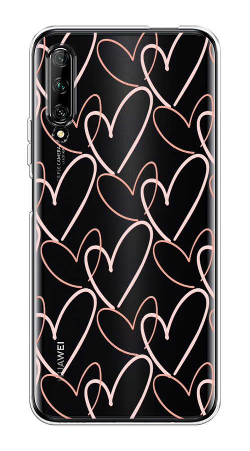 

Чехол на Huawei Y9s "Узор из сердечек", Розовый;бежевый, 611150-6