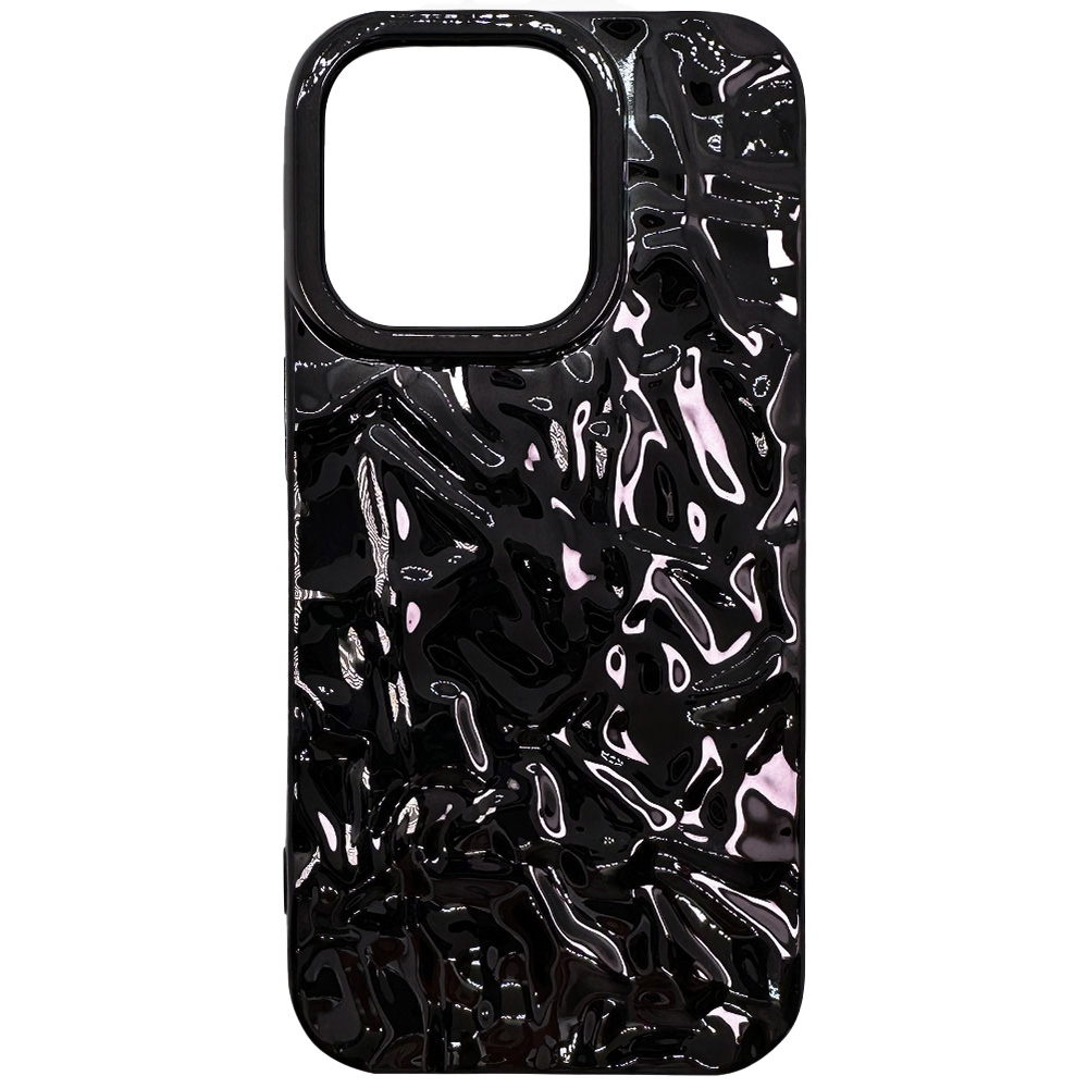 

Силиконовый чехол с текстурой фольги для iPhone 14 Pro Max, iGrape (Черный), Чехол