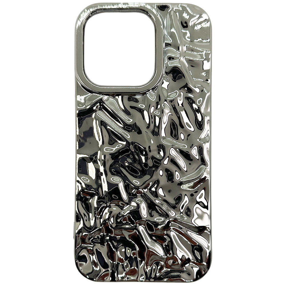

Силиконовый чехол с текстурой фольги для iPhone 14 Pro, iGrape (Серебристый), Чехол
