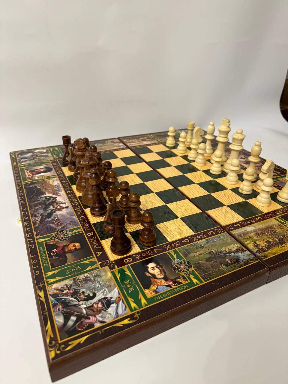 Нарды, шахматы, шашки МИР ШАХМАТ Бородинское сражение 3 в 1 из дерева, 40 см