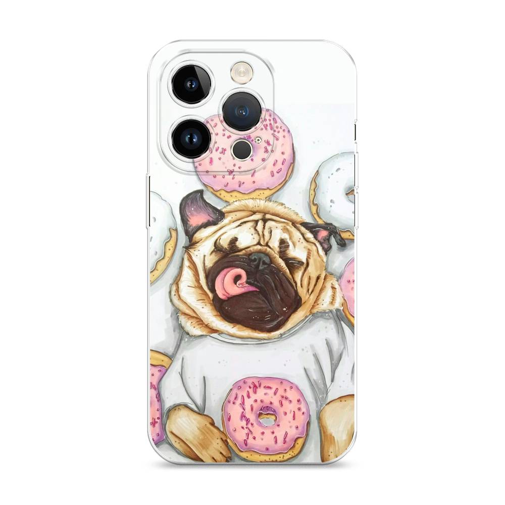 

Чехол на Apple iPhone 14 Pro "Счастливый мопс", Розовый;бежевый;коричневый, 15250-1