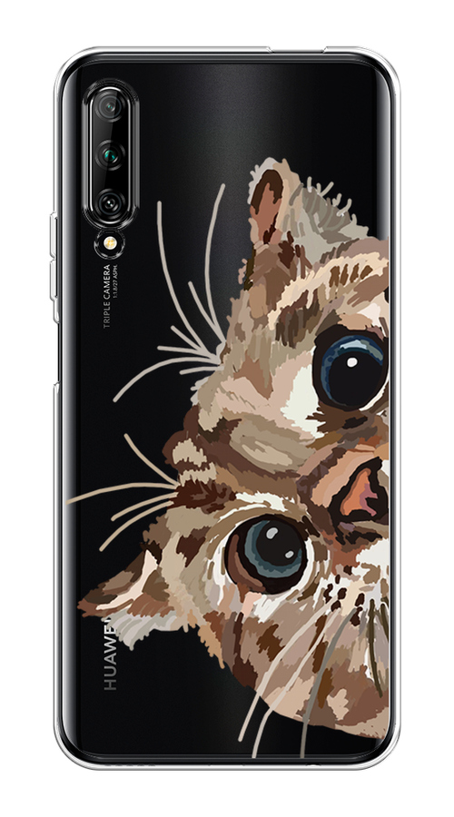 

Чехол на Huawei Y9s "Любопытный кот", Коричневый;синий;черный, 611150-1
