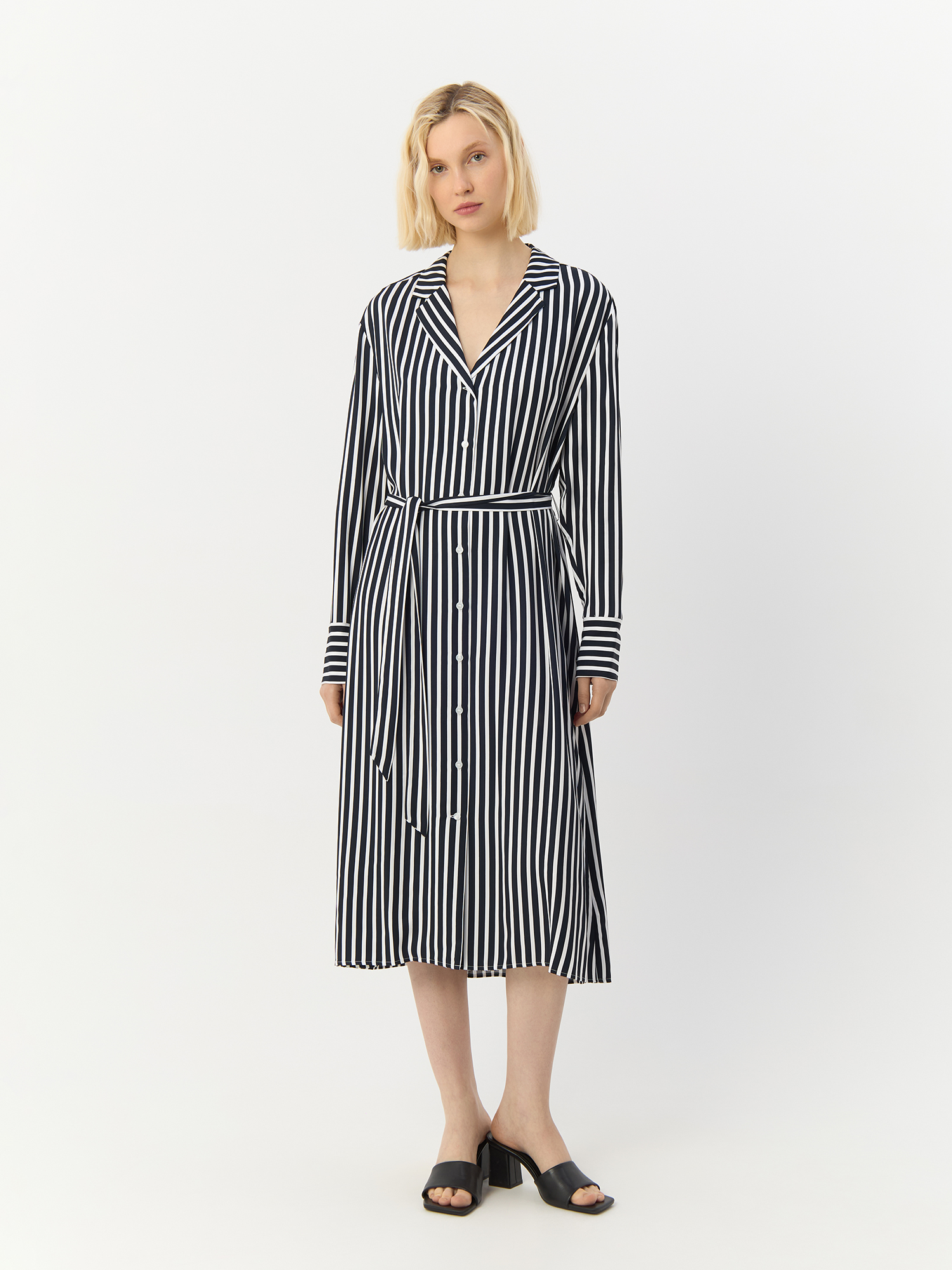 Платье женское Tommy Hilfiger Stripe Twill WW0WW415940A5 синее 36 EU