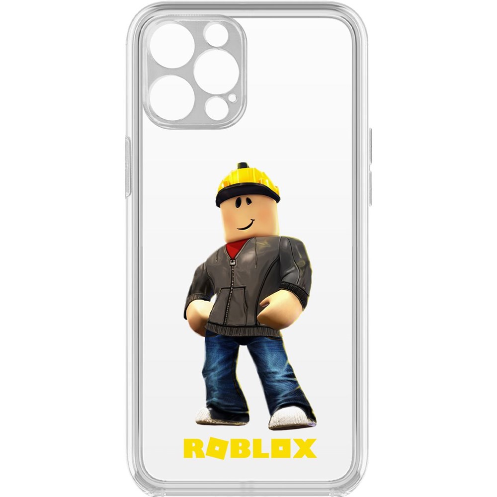 

Чехол-накладка Krutoff Clear Case Roblox-Строитель для iPhone 12 Pro с защитой камеры, Прозрачный