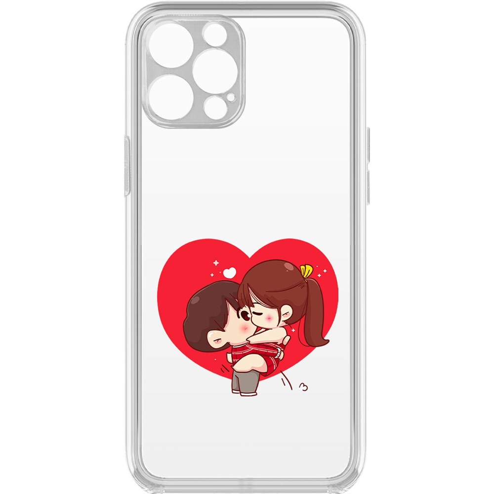 

Чехол-накладка Krutoff Clear Case Аниме любовь для iPhone 12 Pro с защитой камеры, Прозрачный