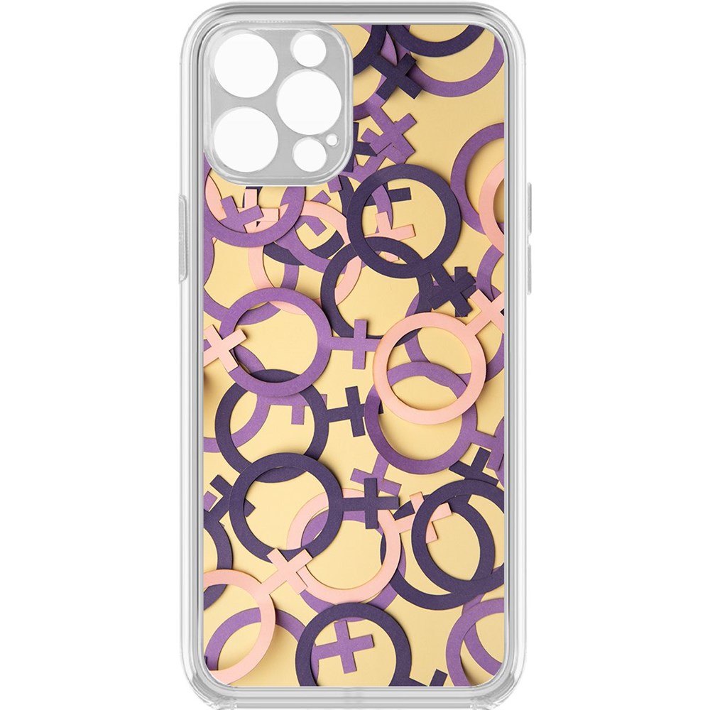 

Чехол-накладка Krutoff Clear Case Женское начало для iPhone 12 Pro с защитой камеры, Прозрачный