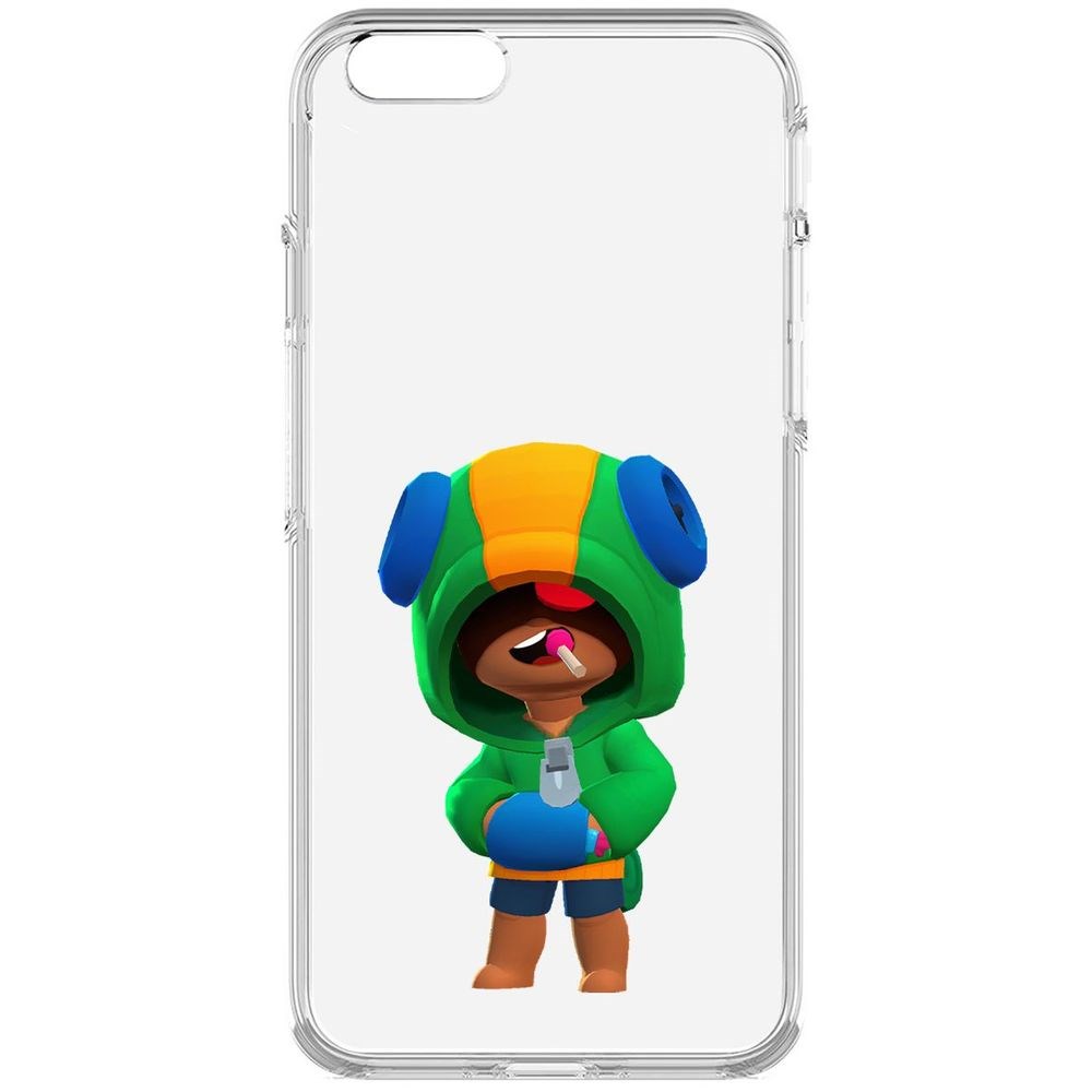 

Чехол-накладка Krutoff Clear Case Brawl Stars-Леон для iPhone 6, Прозрачный