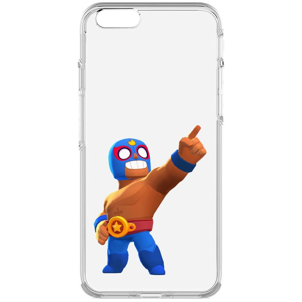 

Чехол-накладка Krutoff Clear Case Brawl Stars-Эль Примо для iPhone 6, Прозрачный