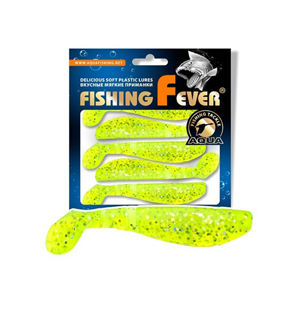 Риппер AQUA FishingFever FLAT, 10,0cm, 11,8g, 4шт, 203 (прозрач. лимонник с блест.), 1 уп.