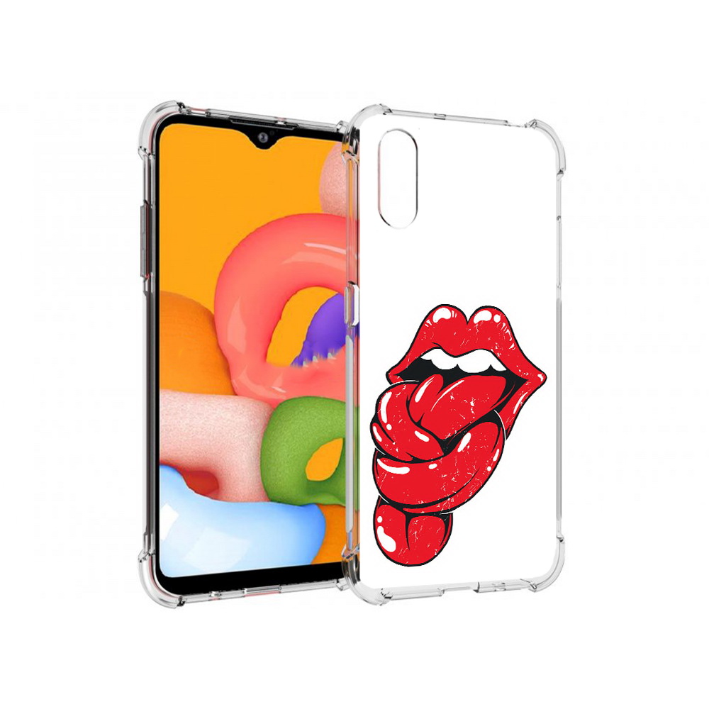 

Чехол MyPads Tocco для Samsung Galaxy A01 яркие губы с языком (PT144711.509.705), Прозрачный, Tocco