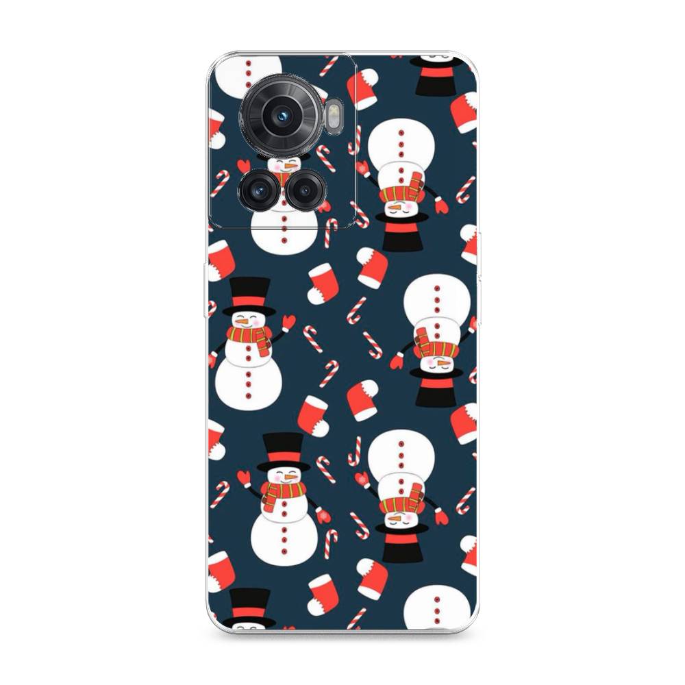 

Чехол на OnePlus 10R"Синие снеговики", Синий;белый;красный, 152950-5