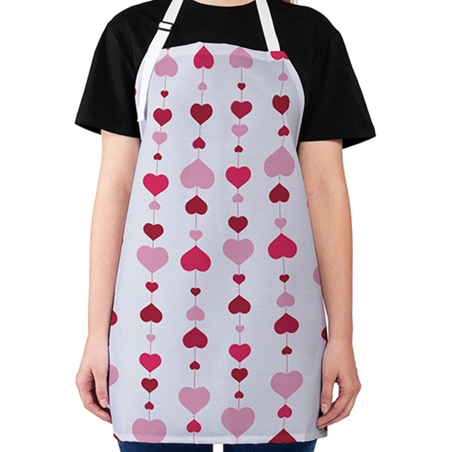 

Фартук кухонный JoyArty "Гирлянда из сердец" универсальный размер для женщин и мужчин, Белый, Гирлянда из сердец