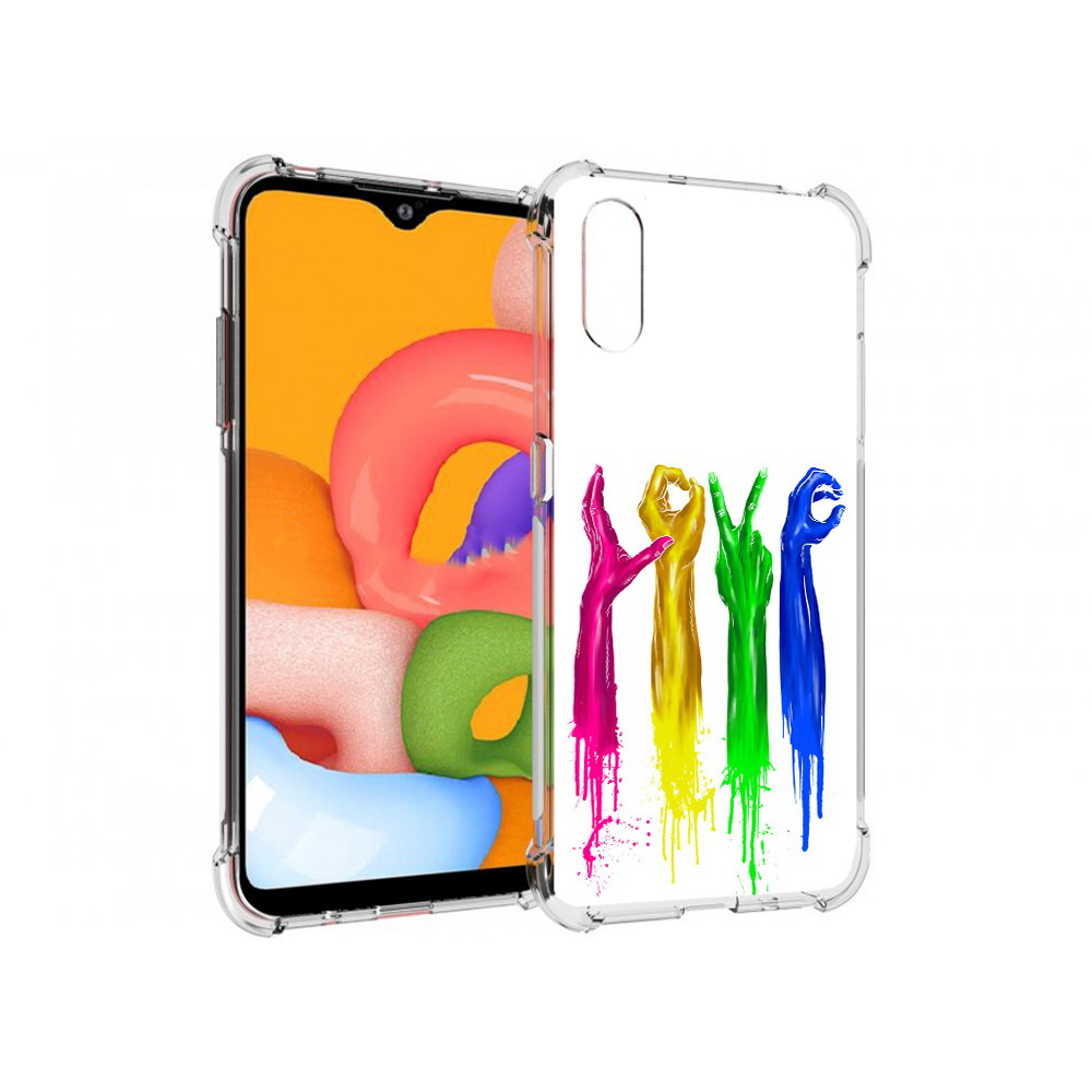 

Чехол MyPads Tocco для Samsung Galaxy A01 яркие руки love (PT144711.509.707), Прозрачный, Tocco