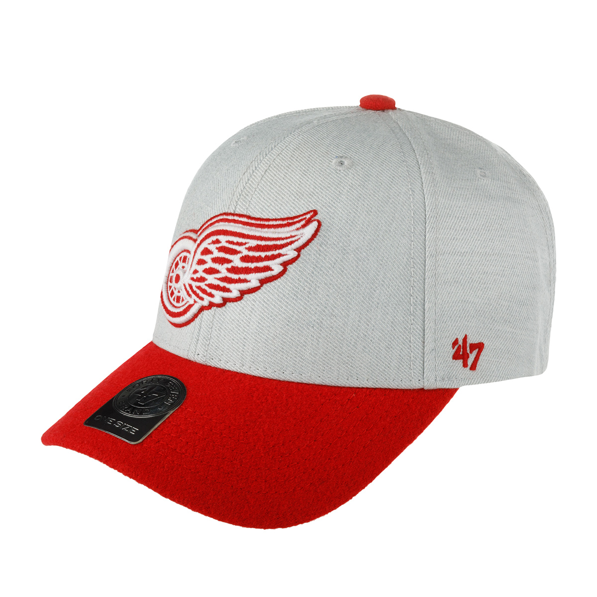 Бейсболка унисекс 47 BRAND H-MUNSN05WHS-GY Detroit Red Wings NHL серая/красная, one size