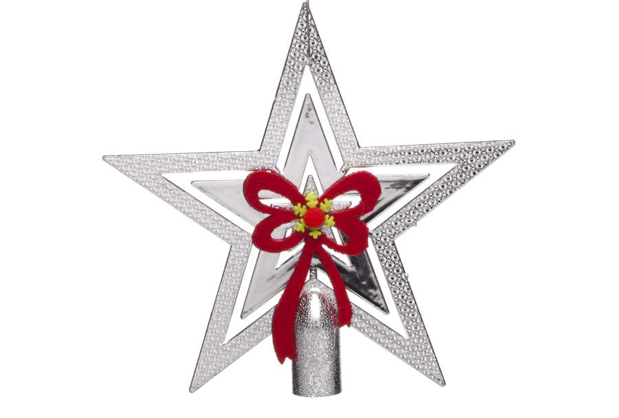 фото Верхушка на ель house & holder звезда lj16549 19 см серебристый красный