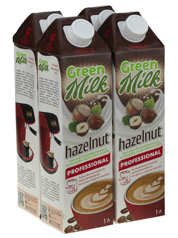 

Напиток из растительного сырья Фундук, 1л. НАБОР 4шт., Green Milk Professional