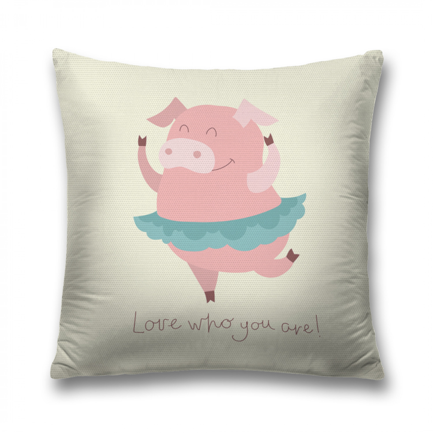 

Наволочка декоративная JoyArty "Хрюша-балерина" на молнии, 45x45 см, Бежевый, Хрюша-балерина