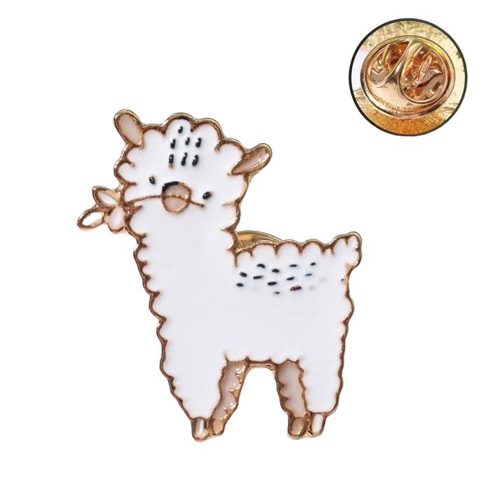 

Значок "Лама" милашка, цвет белый в золоте, Животные в бижутерии