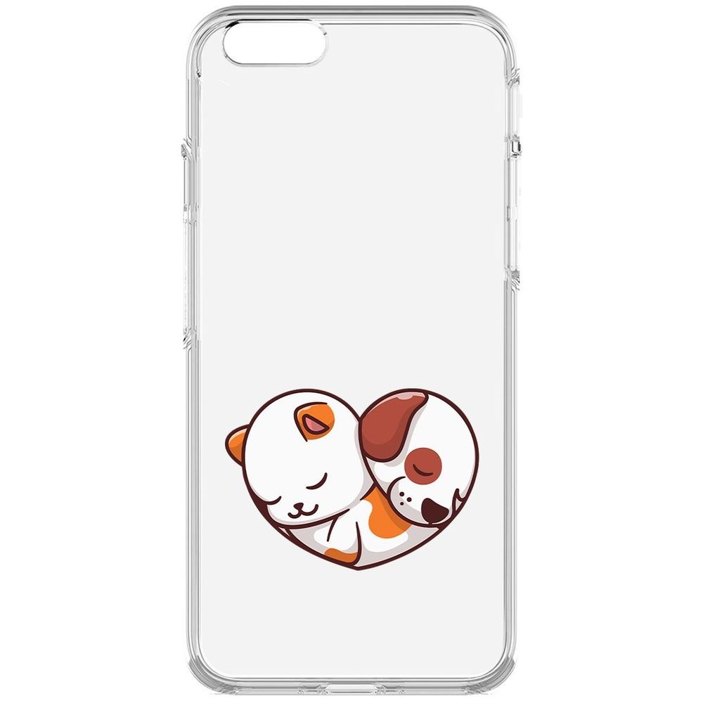 

Чехол-накладка Krutoff Clear Case Котёнок и Щенок для iPhone 6, Прозрачный