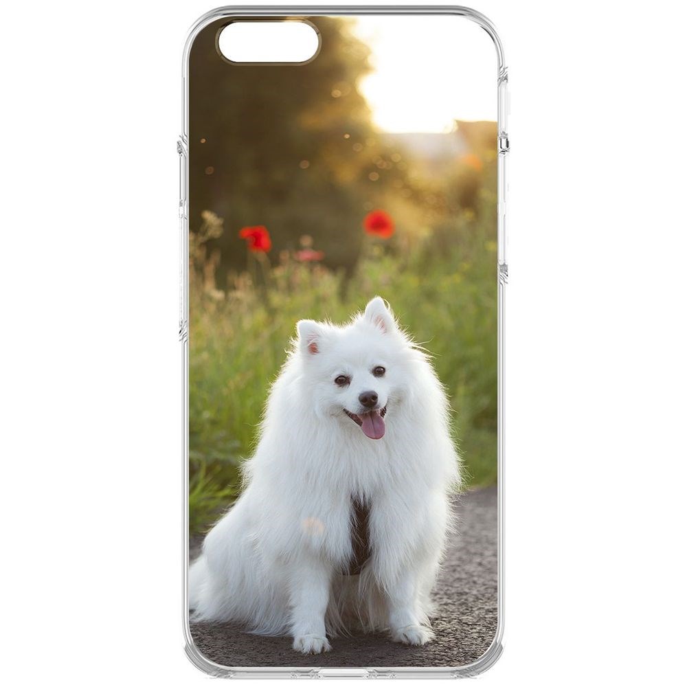 

Чехол-накладка Krutoff Clear Case Белый шпиц для iPhone 6, Прозрачный