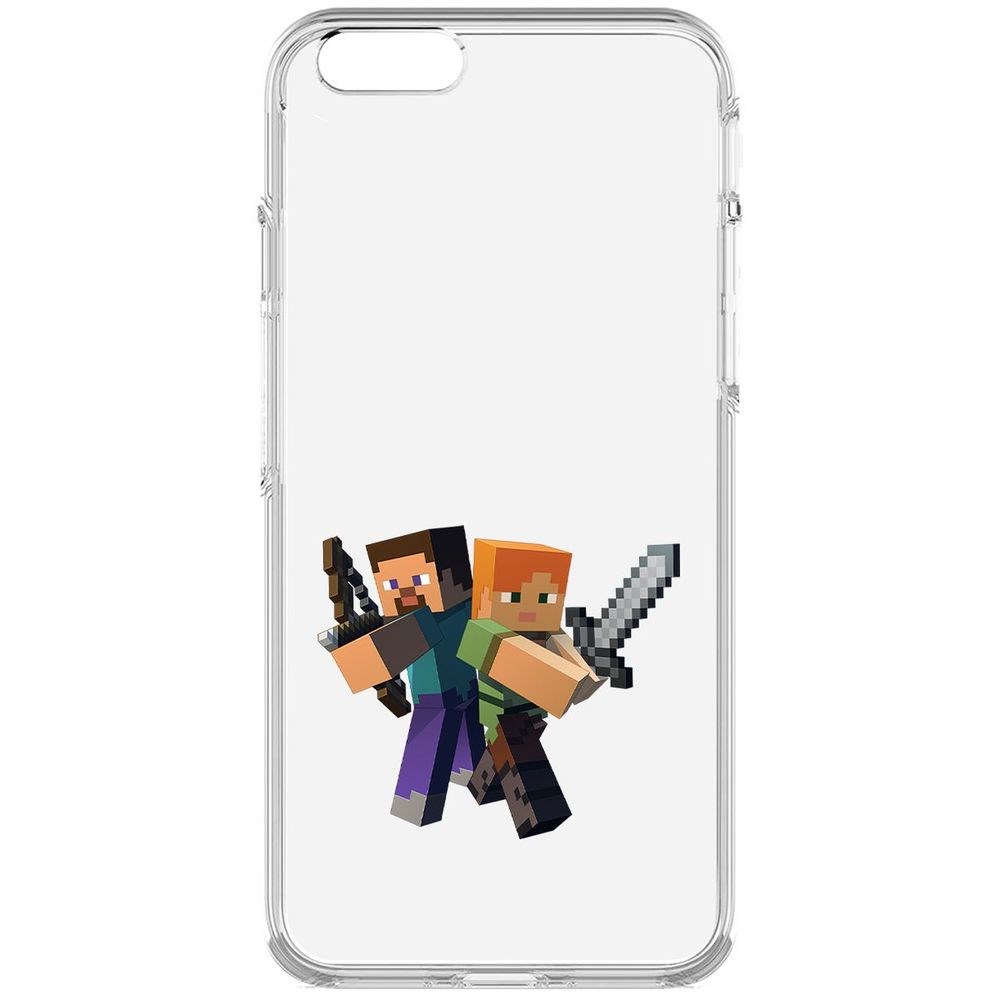 

Чехол-накладка Krutoff Clear Case Minecraft-Стив и Алекс для iPhone 6S, Прозрачный