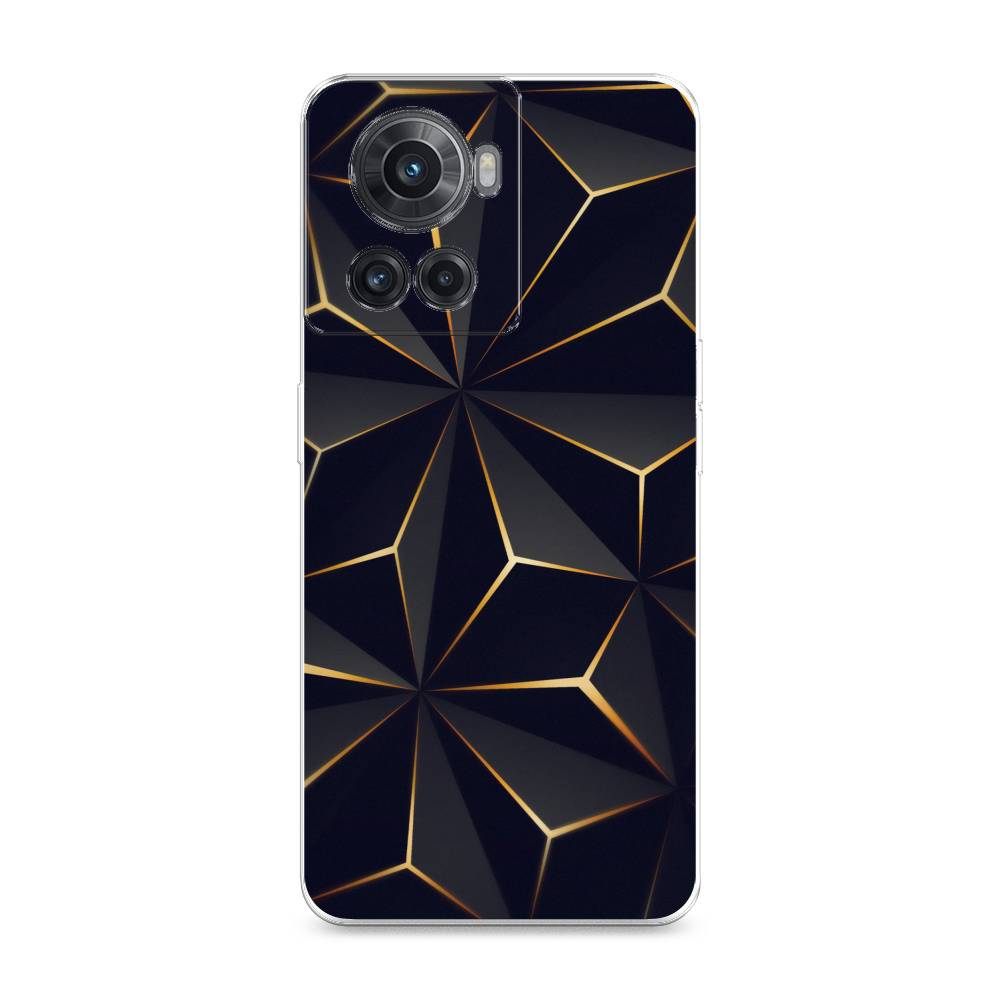 

Чехол на OnePlus 10R "Черные полигоны", Золотистый;черный, 153050-3