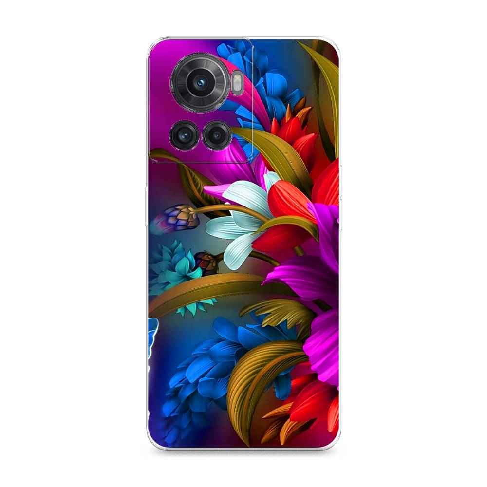 

Чехол на OnePlus 10R "Фантастические цветы", Фиолетовый;красный;синий, 153050-2