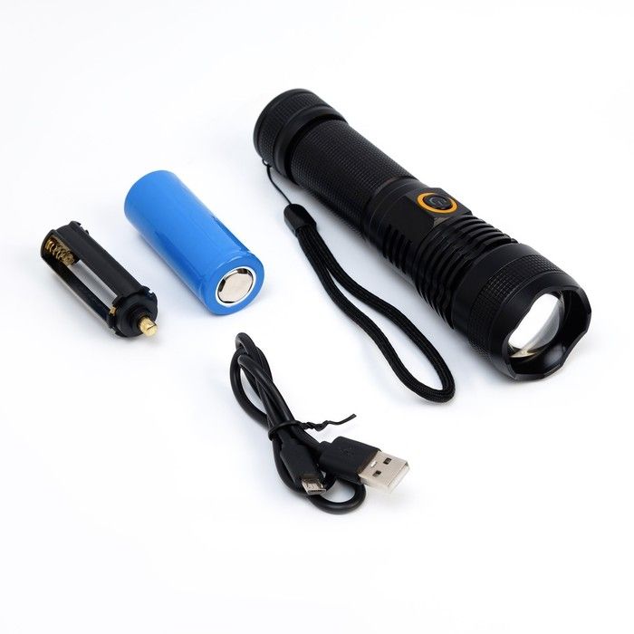 

Фонарь ручной аккумуляторный, 10 Вт, 3500 мАч, светодиод P50, IP66, 16.5 х 4.2 х 3.4 см, U, Черный