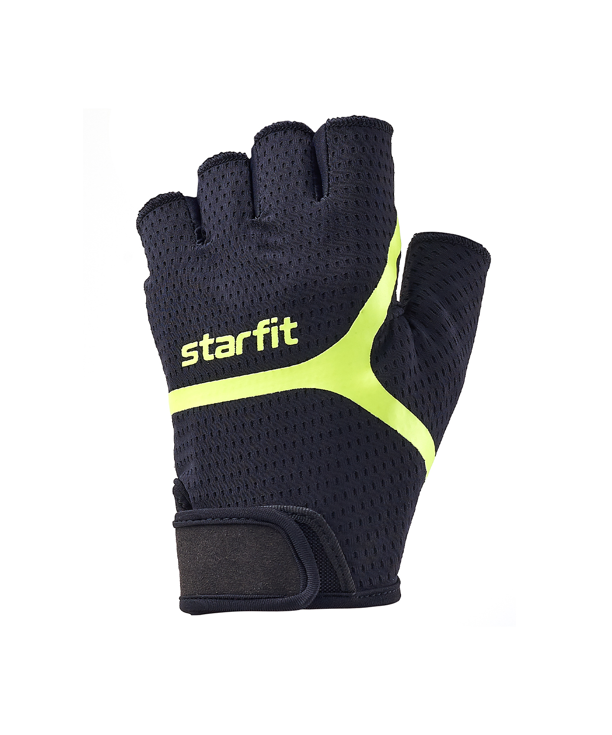 фото Перчатки для фитнеса starfit wg-103, черный/ярко-зеленый