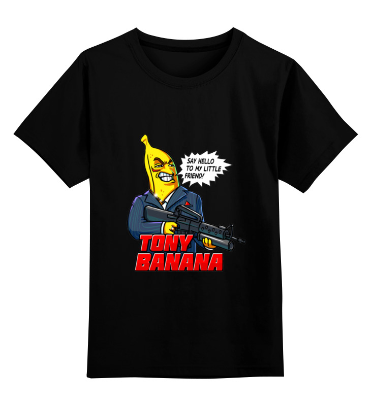 

Детская футболка классическая Printio Tony banana, р. 128, Черный, 0000000635639