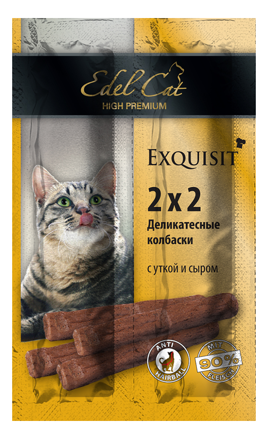 фото Лакомство для кошек edel cat деликатесные мини-колбаски утка & сыр, 30 шт по 8 г