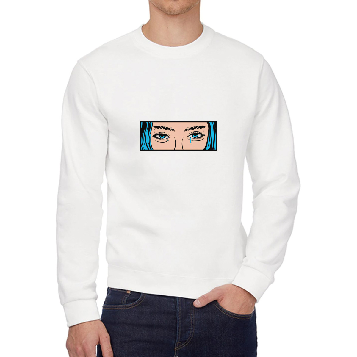 

Свитшот женский CoolPodarok Илюстрация. Поп арт глаза белый 48 RU, W0501669