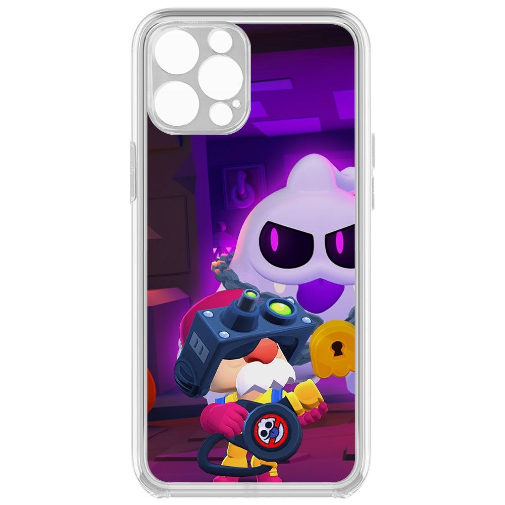 

Чехол-накладка Кейс Brawl Stars-Охотник за Скуиками Гэйл для iPhone 12 Pro, Прозрачный