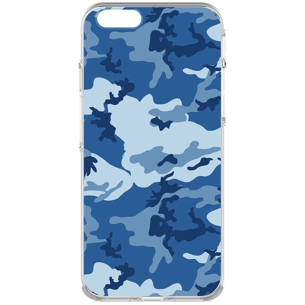 

Чехол-накладка Krutoff Clear Case Камуфляж синий для iPhone 6S, Прозрачный