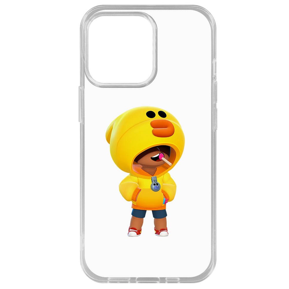 

Чехол-накладка Krutoff Clear Case Brawl Stars-Леон Салли для iPhone 14 Pro Max, Прозрачный
