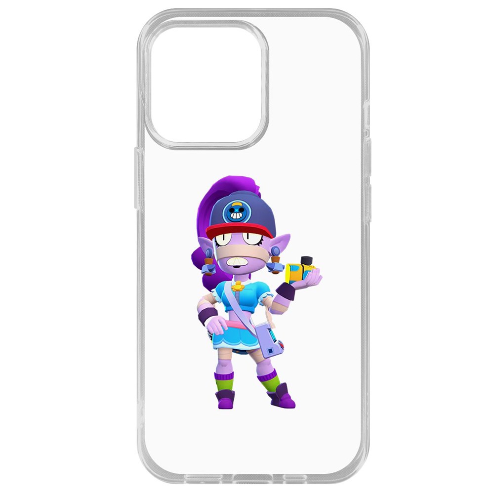 

Чехол-накладка Krutoff Clear Case Brawl Stars-Суперфанатка Эмз для iPhone 14 Pro Max, Прозрачный
