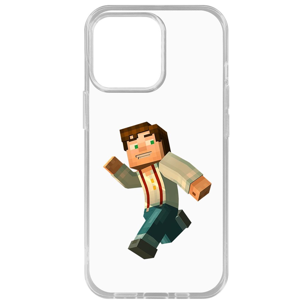 

Чехол-накладка Krutoff Clear Case Minecraft-Джесси для iPhone 14 Pro Max, Прозрачный