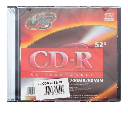 Диск CD-R VS, 700 Mb, 52x, Slim Case, VSCDRSL01