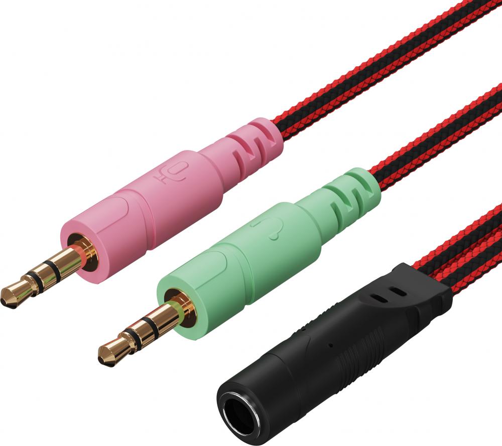 

Аудио-разветвитель Mini Jack 3.5 мм (F) - Mini Jack 3.5 мм (M) + MIC 3.5 мм (M) (Красный)