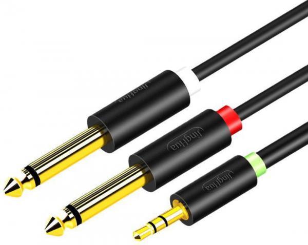 

Аудио-кабель GSMIN RT-173 переходник 2хJack 6.5 мм - Mini Jack 3.5 мм(1.5м) (Черный)